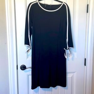 Talbots black dress with white trim